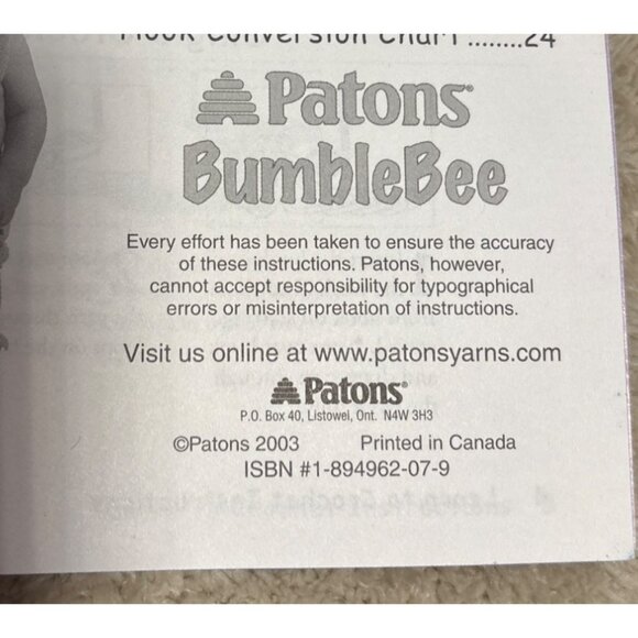 Patons Baby Crochet Pattern Booklet Cutie Pie 500809 CC 2003 - Picture 6 of 6